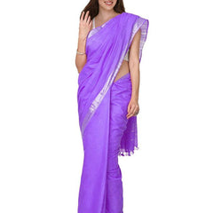 Electric Purple women's Cotton Slub Saree With Blouse Piece