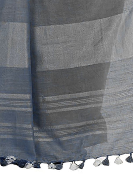 Flamingo Pink & Grey women's Bhagalpuri Handloom Ethnic Wear Linen Two Dye Saree With Running Unstitched Blouse Piece - View 5
