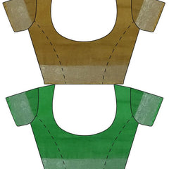 Olive Green & Pigment Green women's Bhagalpuri Handloom Cotton-Linen Blend Saree Combo (Pack Of 2) With Running Unstiched Blouse Piece - View 8