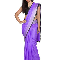 Bhagalpuri Blend Linen Saree With Black Pipine Contrast Blouse Piece