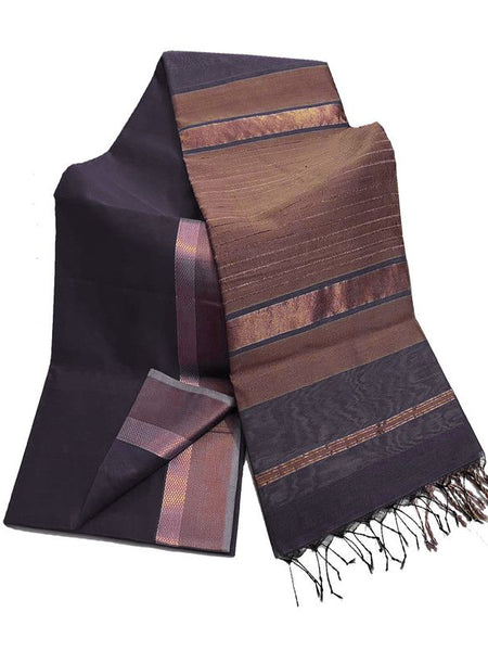 Tussar Cotton Silk Bhagalpuri Saree with Designed Border for women's (Grey)