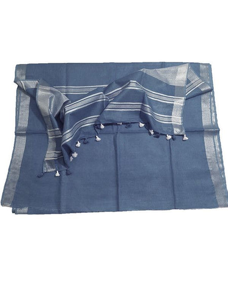 Bhagalpuri Linen Cotton Blend Saree With Blouse Piece - View 2
