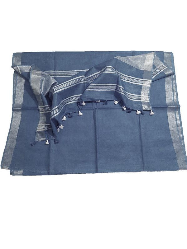 Bhagalpuri Linen Cotton Blend Saree With Blouse Piece - View 2