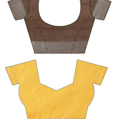 Brown & Yellow women's Bhagalpuri Handloom Cotton-Linen Blend Saree Combo (Pack Of 2) With Running Unstiched Blouse Piece - View 9