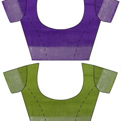 French Violet & Green women's Bhagalpuri Handloom Cotton-Linen Blend Saree Combo (Pack Of 2) With Running Unstiched Blouse Piece - View 9