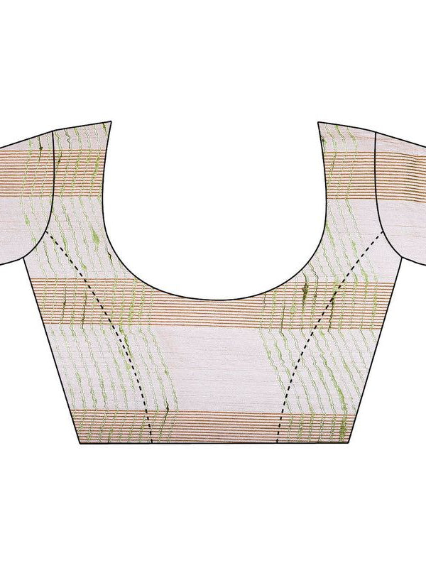Citron Green women's Bhagalpuri Kota Doria Silk Semi Transparent Saree With Unstiched Blouse Piece - View 7