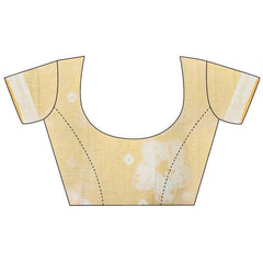 Yellow women's Bhagalpuri Handloom Linen Blend Tie-Dye (Sibory Dye) Saree With Running Unstiched Blouse Piece - View 7