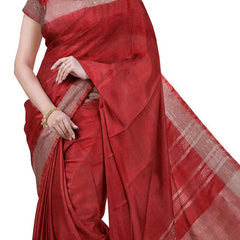 Brown & Red women's Bhagalpuri Handloom Cotton-Linen Blend Saree Combo (Pack Of 2) With Running Unstiched Blouse Piece - View 8