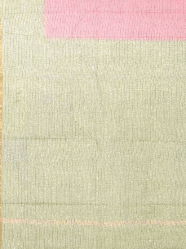 Organza Net Handloom Art Silk Bhagalpuri Two Dye Saree (Green-Red) - View 4