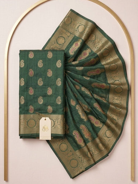 Eri Tussar Silk Handloom Banarasi Saree with Rich Zari Weaving
