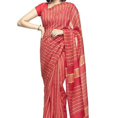 Kota Art Silk Bhagalpuri Handloom Striped Bollywood Red Saree