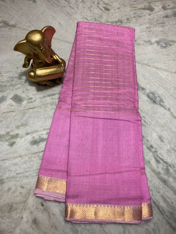 Bhagalpuri Handloom Cotton Silk Check Half Body Saree for women's (Tapest_Pink)