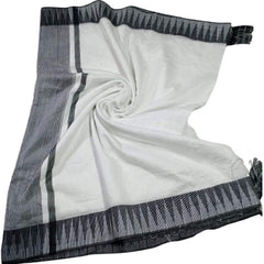 Black women's Bhagalpuri Kota Viscous Temple Border White Saree And Variable Color Border With Blouse Piece