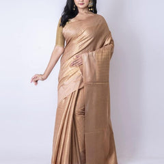 Cotton Munga Silk Zari Weaving Designer Handloom Saree with Mixed Pattern (Brown)