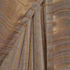 Bhagalpuri Handloom Silk Striped Sequins Saree with Blouse Piece (Brown) - View 4