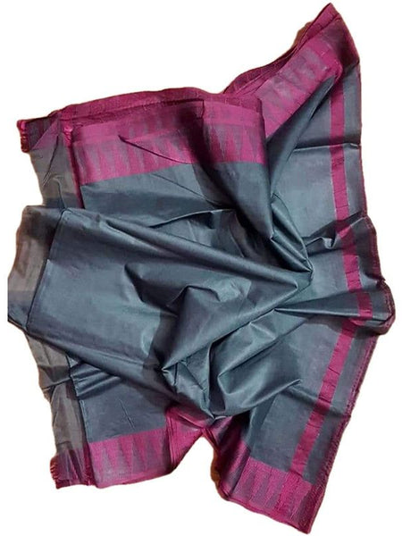 Bhagalpuri Handloom Kota Silk Temple Border Saree And Variation Of Colors With Striped Blouse Piece - View 4