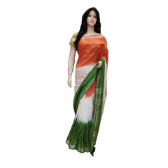 Republic Day / Independence Day Special Linen Cotton Blend Bhagalpuri Handloom Tricolor Flag Saree - View 6