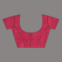 Handloom Multi Dye Bhagalpuri Semi Tussar Silk Saree with Blouse Piece (Troit_Grey & Poppy_Pink) - View 6