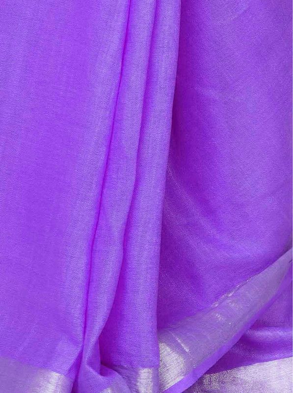 Electric Purple women's Cotton Slub Saree With Blouse Piece - View 3