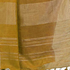 Neon Blue & Golden Brown women's Handloom Bhagalpuri Cotton Slub Blend Two Dye Saree With Running Unstitched Blouse Piece - View 5