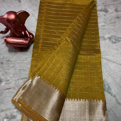 Cotton Silk Handloom Bhagalpuri Wide Border Check Saree