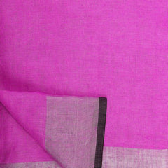 Ultra Pink women's Bhagalpuri Blend Linen Saree With Black Pipine Contrast Blouse Piece - View 5