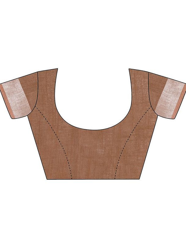 Khaki Tan & Brown women's Bhagalpuri Handloom Pure Cotton Two Dye Saree With Running Unstitched Blouse Piece - View 6