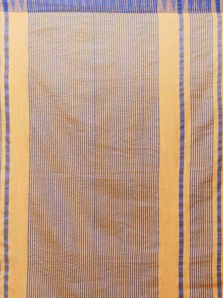 Web Orange women's Bhagalpuri Handloom Kota Silk Temple Border Saree And Variation Of Colors With Striped Blouse Piece - View 5