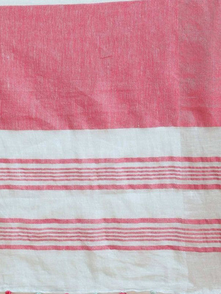 Handloom Linen Cotton Blend Contrast Pallu Bhagalpuri Saree for Women (Cellie_Cyan-Pink) - View 4