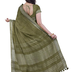 Bhagalpuri Handloom Linen Blend Saree And Variation Of Colors With Running Unstiched Blouse Piece - View 2