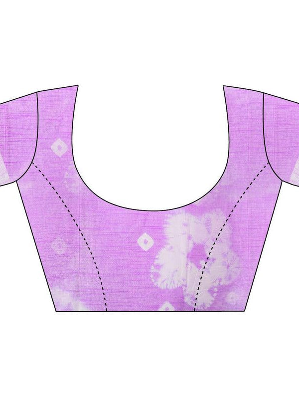 Electric Purple women's Bhagalpuri Handloom Linen Blend Tie-Dye (Sibory Dye) Saree With Running Unstiched Blouse Piece - View 4