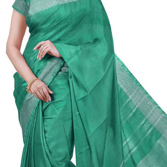 Mint Green & Yellow women's Bhagalpuri Handloom Cotton-Linen Blend Saree Combo (Pack Of 2) With Running Unstiched Blouse Piece - View 4