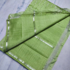 Cotton Handloom Mangalagiri Silk Saree with Temple Border (100203 Celadon_Green)