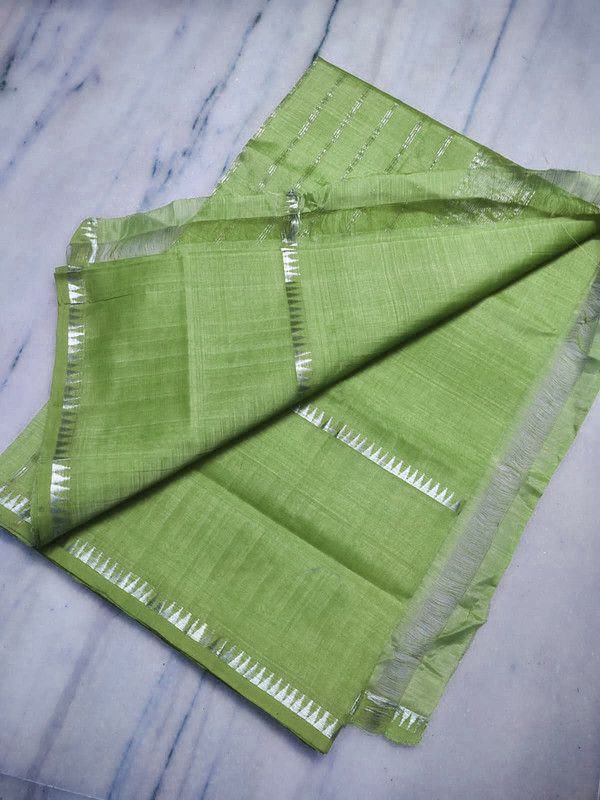 Cotton Handloom Mangalagiri Silk Saree with Temple Border (100203 Celadon_Green)