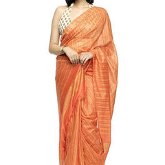 Striped Kota Silk Handloom Bhagalpuri Bollywood Saree (Terry_Orange)