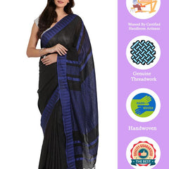 Bhagalpuri Handloom Katan Viscous Silk Temple Border Saree Ethnic Wear With Running Unstitched Striped Blouse Piece - View 2