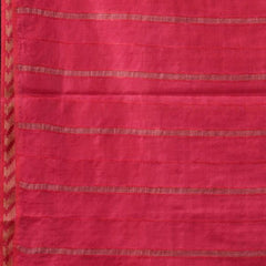 Handloom Multi Dye Bhagalpuri Semi Tussar Silk Saree with Blouse Piece (Troit_Grey & Poppy_Pink) - View 5