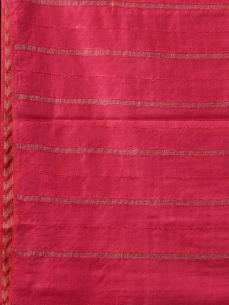 Handloom Multi Dye Bhagalpuri Semi Tussar Silk Saree with Blouse Piece (Troit_Grey & Poppy_Pink) - View 5