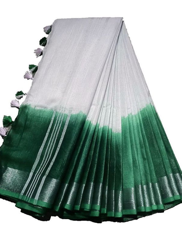 Handloom Bhagalpuri Linen Cotton Slub Blend Two Sided Two Dye Saree Running Unstitched Blouse Piece - View 5