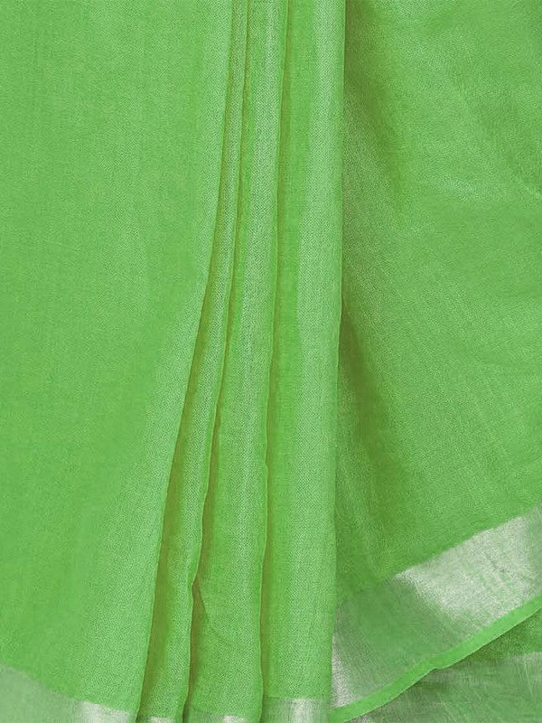 Handloom Bhagalpuri Cotton Linen Slub Blend Zari Border Saree Ethnic Wear With Running Unstitched Blouse Piece - View 3