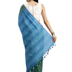 Hooker's Green & Cyan women's Kota Art Silk Saree With Blouse Piece - View 2