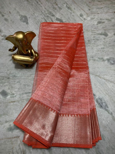 Cotton Silk Handloom Bhagalpuri Wide Border Check Saree