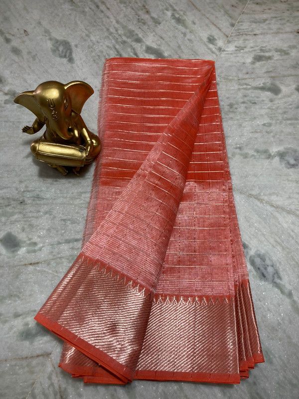 Cotton Silk Handloom Bhagalpuri Wide Border Check Saree