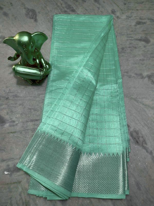 Cotton Silk Handloom Bhagalpuri Wide Border Check Saree