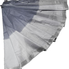 Grey women's Bhagalpuri Linen-Slub Blend Two Dye Saree With Blouse Piece - View 3