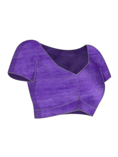 Violet Bhagalpuri women's Kota Art Silk Saree With Blouse Piece