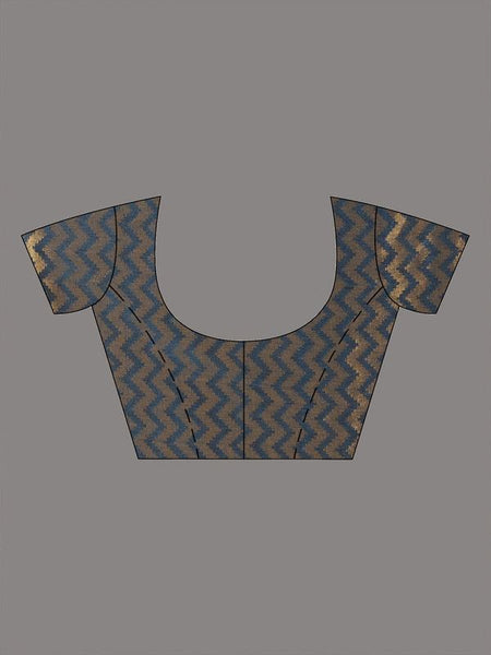 Cotton Tissue Silk Handloom Bhagalpuri Weaving Motif Designer Saree (Gunmetal_Grey) - View 5
