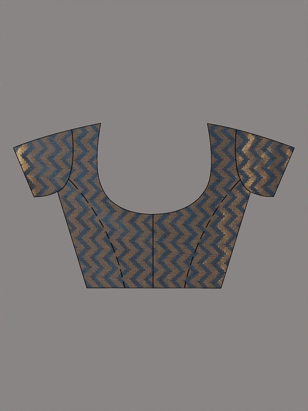 Cotton Tissue Silk Handloom Bhagalpuri Weaving Motif Designer Saree (Gunmetal_Grey) - View 5