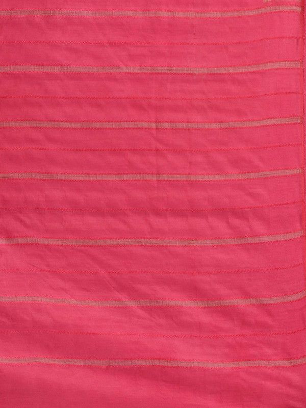Handloom Semi Tussar Silk Bhagalpuri Egyptian_Blue and Poppy_Pink Saree - View 5