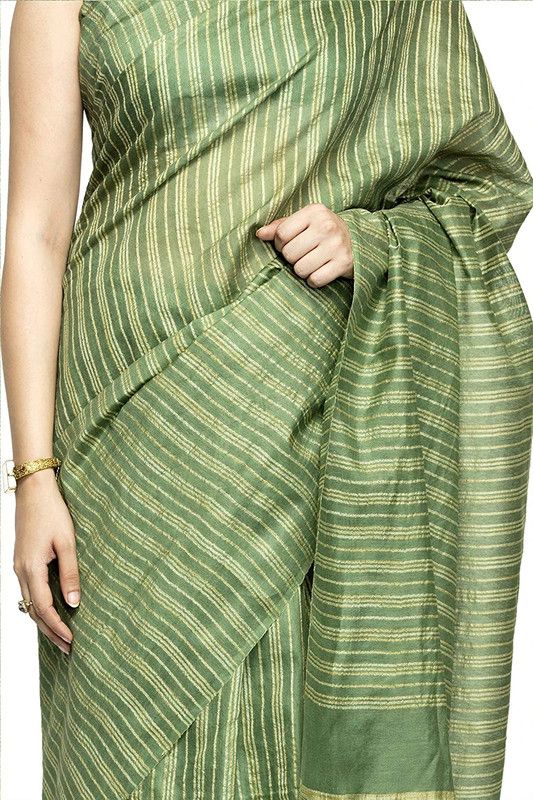 Kota Art Silk Bhagalpuri Striped Handloom Saree (High_Green) - View 4